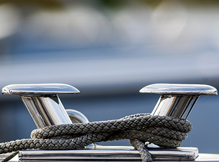 modern polishing on a yacht with a rope.